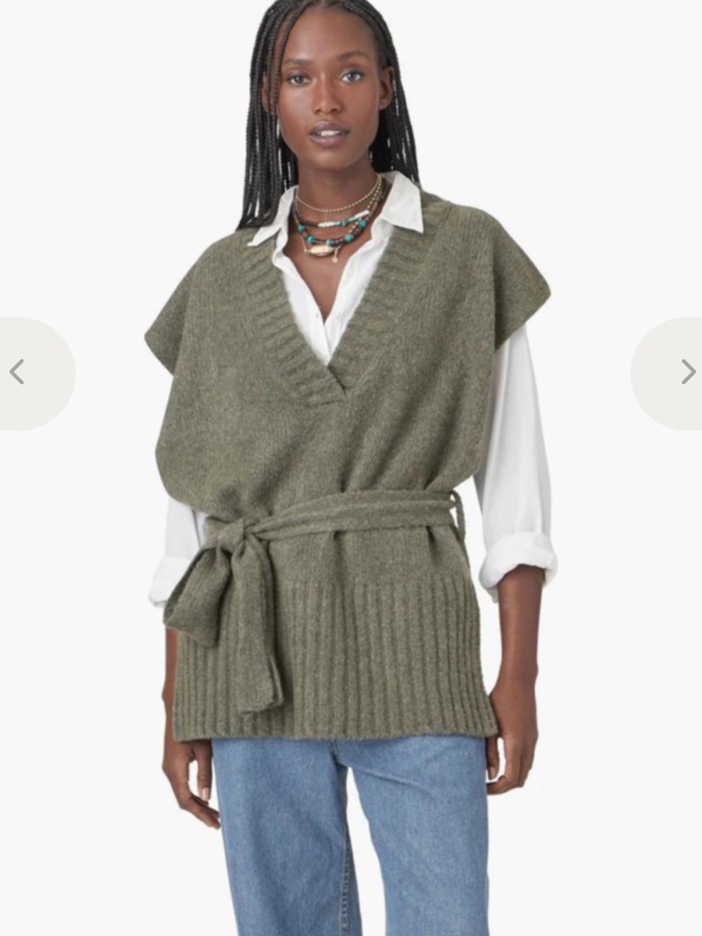 Xirena Margo Wool Cashmere Tie Waist Vest Side Split Women’s Size SMALL Green